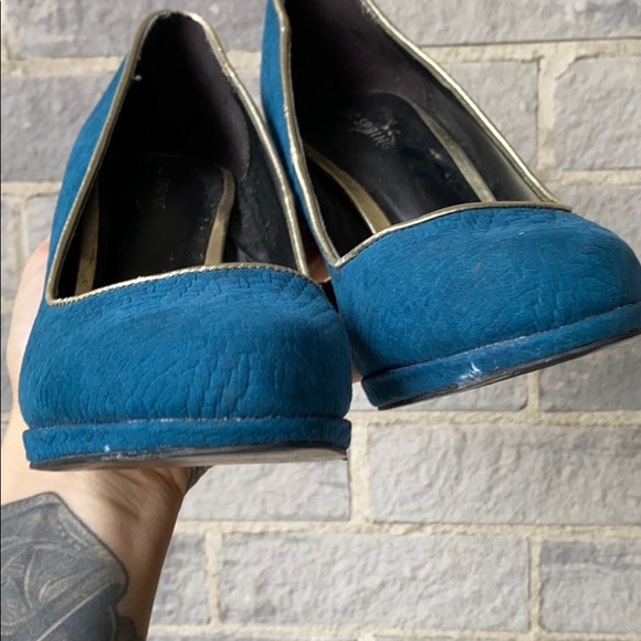 SPRING Teal and gold pinup heels - Picture 10 of 15